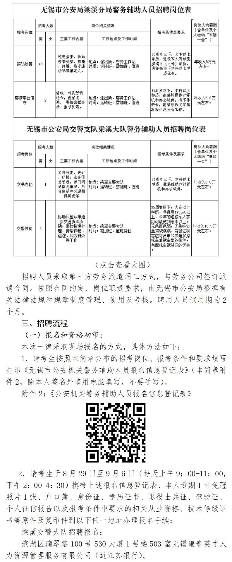 无锡市公安局梁溪分局招聘警务辅助人员简章