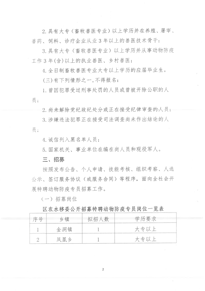 金洞管理区特聘动物防疫专员招募公告