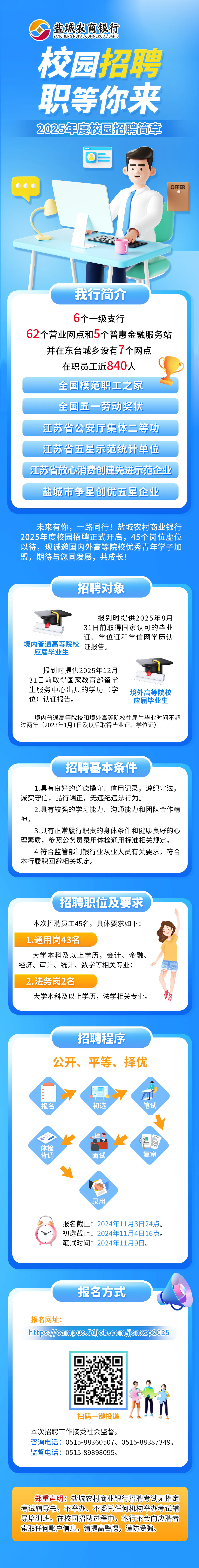 盐城农商银行2025年度校园招聘简章