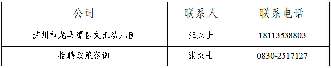 泸州市龙马潭区文汇幼儿园招聘公告