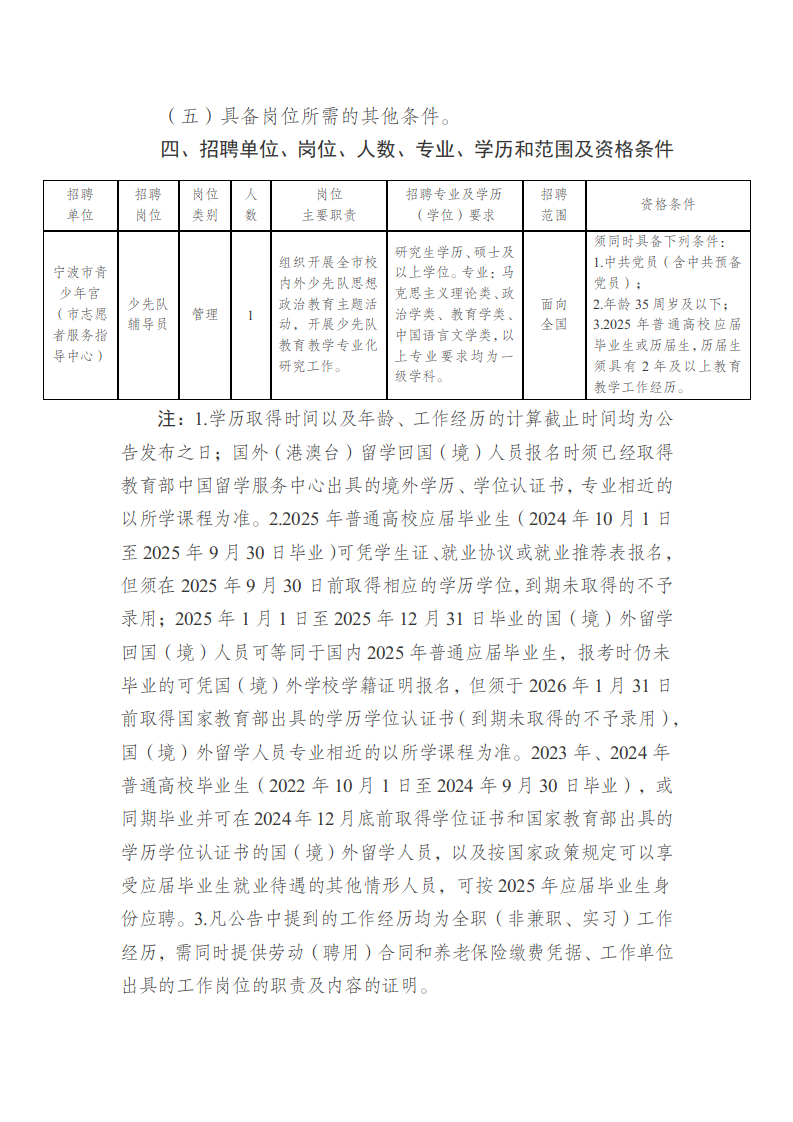 共青团宁波市委所属事业单位公开招聘工作人员公告