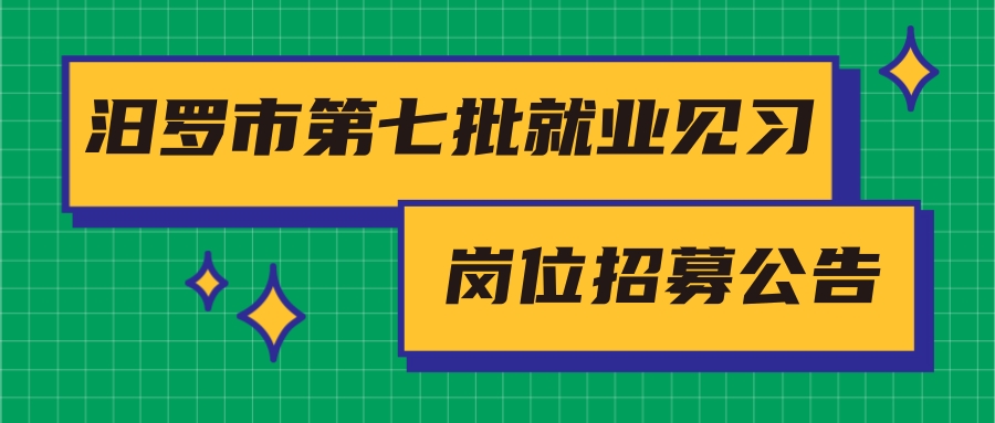 2024年汨罗市第七批就业见习岗位招募公告