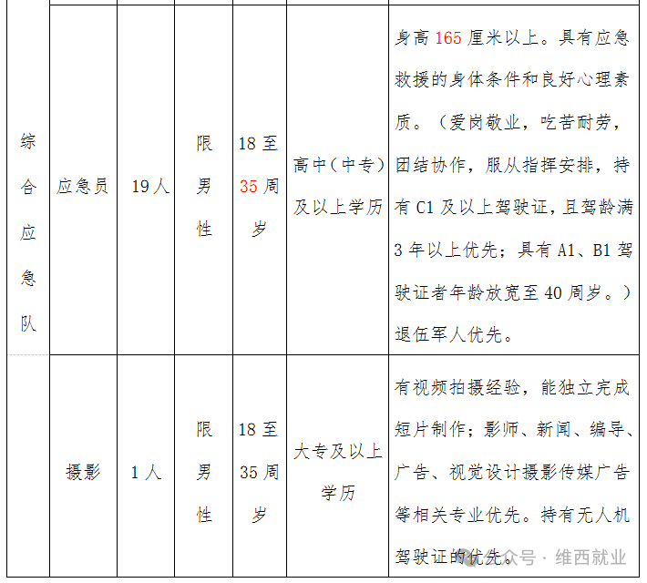 维西县应急管理局综合应急队人员招聘公告