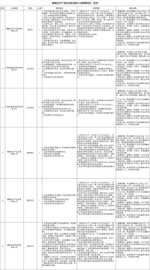 鹤壁经开产业研究院有限公司招聘公告