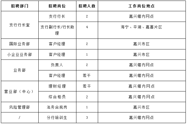 浙江民泰商业银行嘉兴分行2025年2月招聘岗位