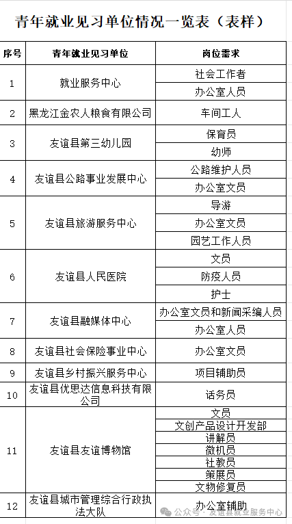 友谊县关于招聘就业见习人员的公告