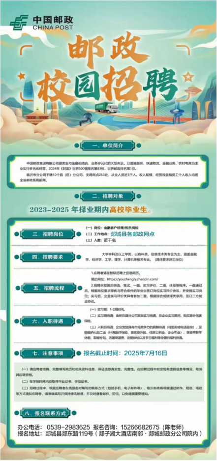 郯城邮政校园招聘公告