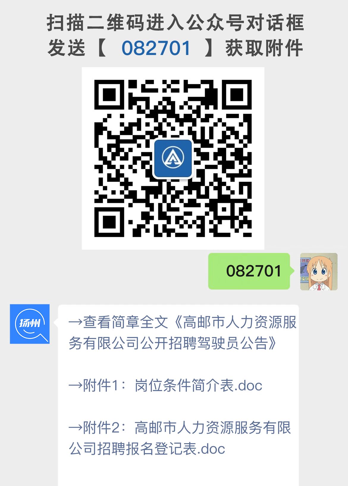高邮市人力资源服务有限公司公开招聘驾驶员公告