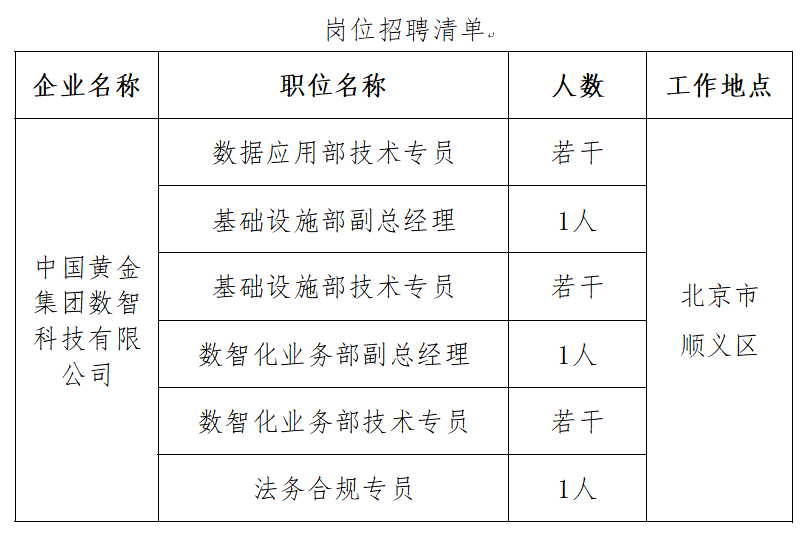 中国黄金集团数智科技有限公司2025年度招聘公告