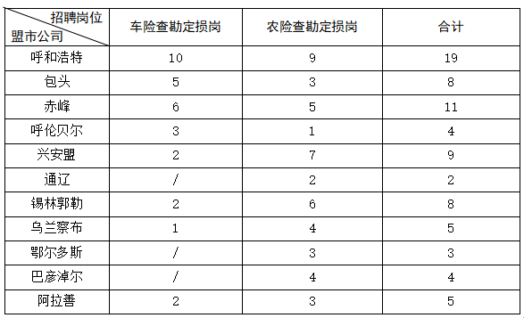 中国人保财险内蒙古分公司招聘劳务派遣员工78名