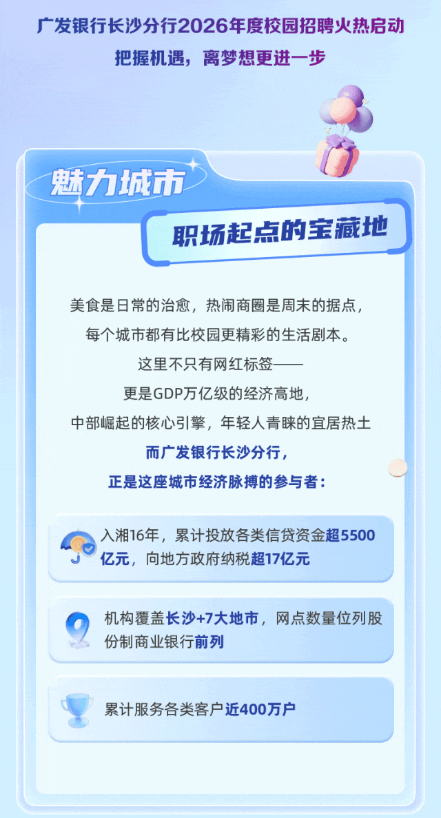 广发银行长沙分行2026年度校园招聘