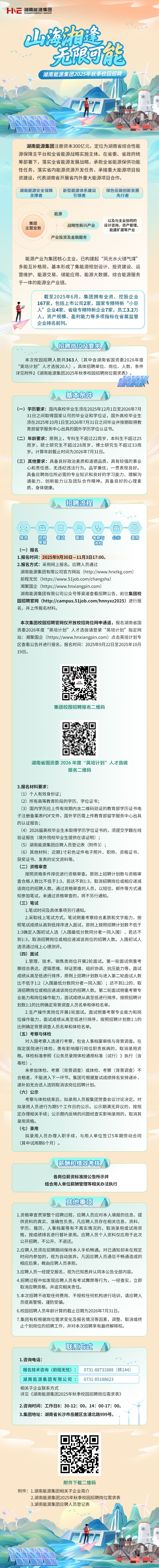 湖南能源集团2025年秋季校园招聘