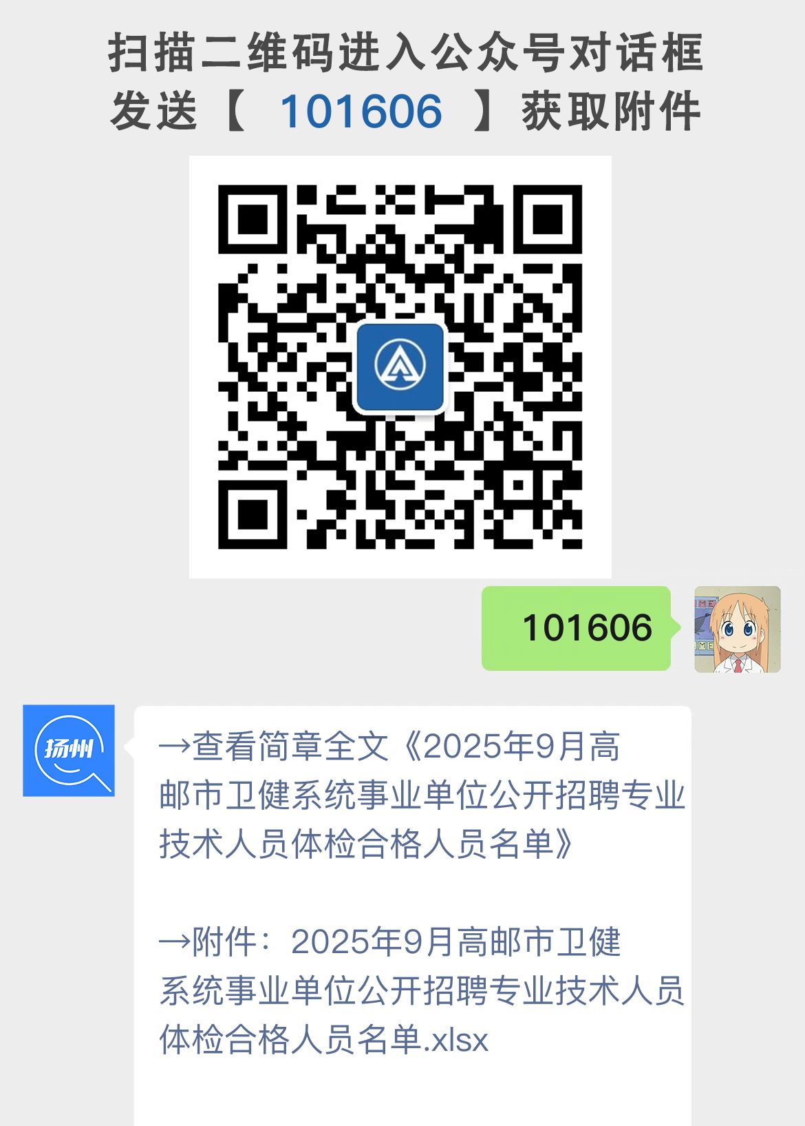 2025年9月高邮市卫健系统事业单位公开招聘专业技术人员体检合格人员名单