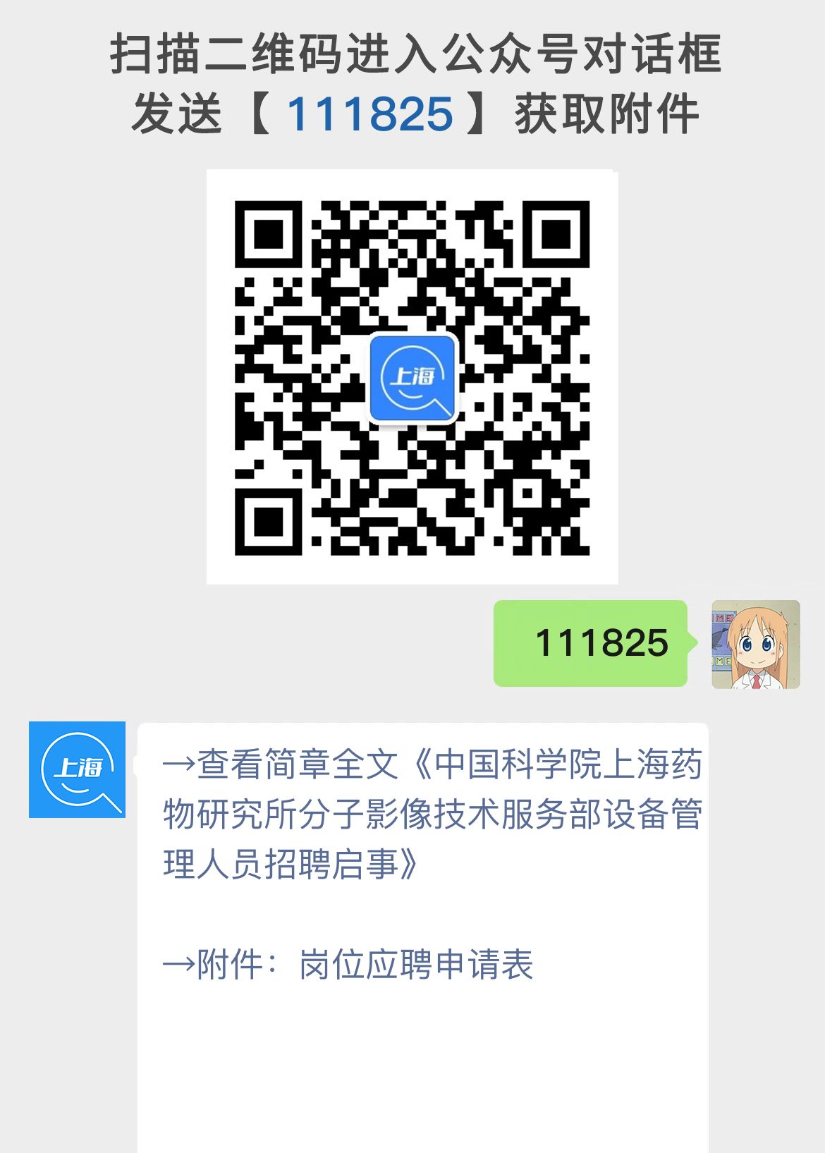 中国科学院上海药物研究所分子影像技术服务部设备管理人员招聘启事