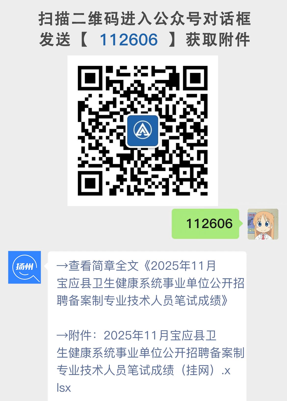 2025年11月宝应县卫生健康系统事业单位公开招聘备案制专业技术人员笔试成绩