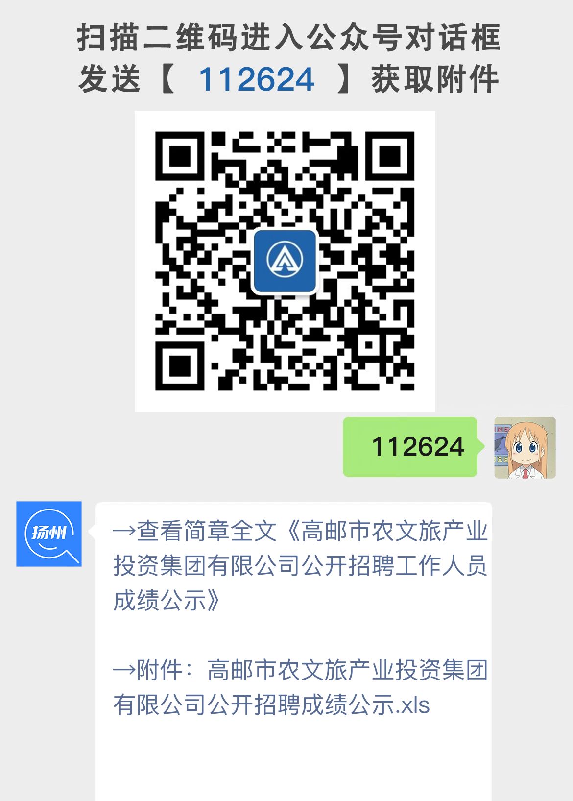 高邮市农文旅产业投资集团有限公司公开招聘工作人员成绩公示