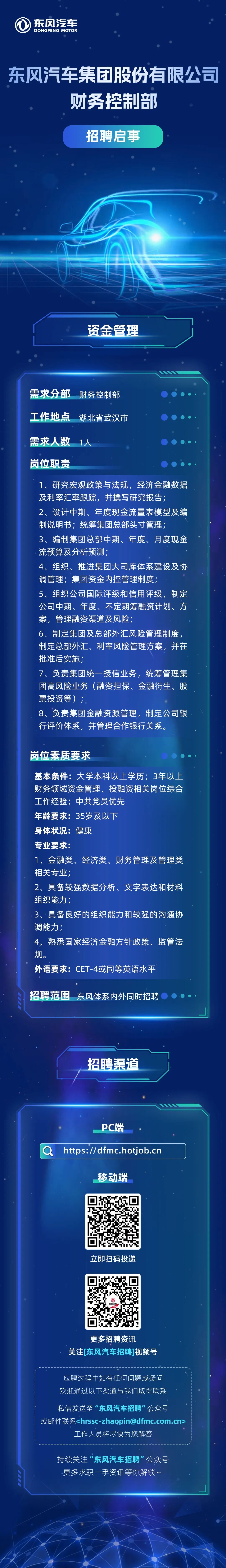 东风汽车集团股份有限公司财务控制部招聘启事