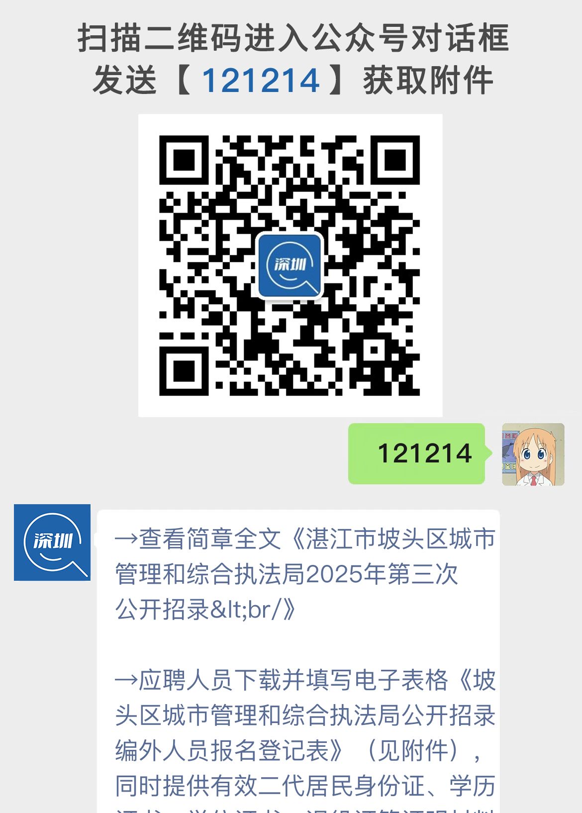 湛江市坡头区城市管理和综合执法局2025年第三次公开招录<br/
