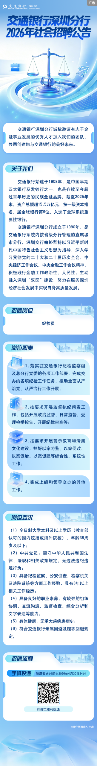 交通银行深圳分行2026年社会招聘公告